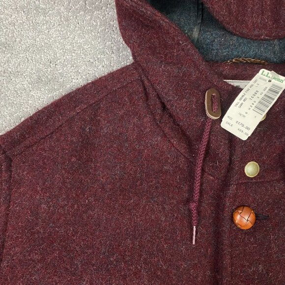 Vintage LL Bean Coat Jacket Mens Large Tall Red Hooded USA Blanket NWT Deadstock - Picture 4 of 16